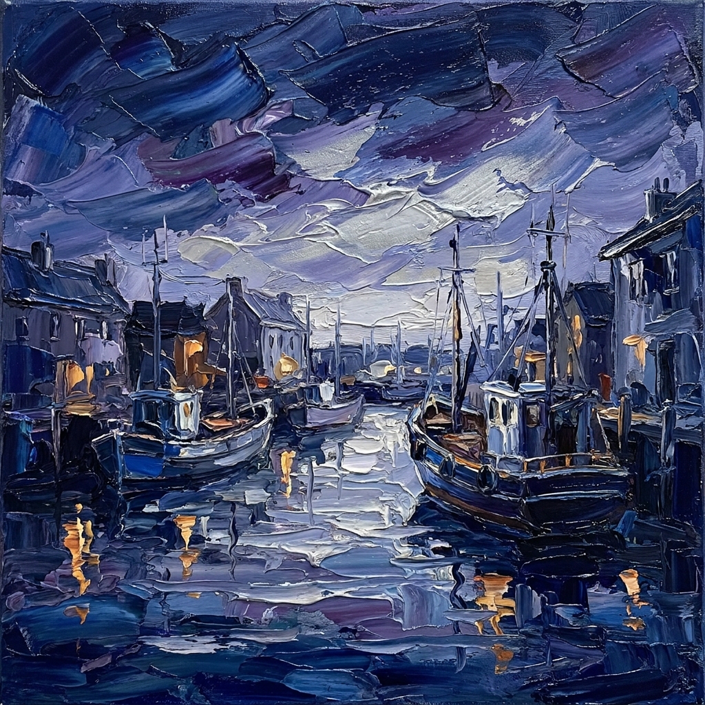 Cobalt Shadows — 1:1 impasto oil painting
