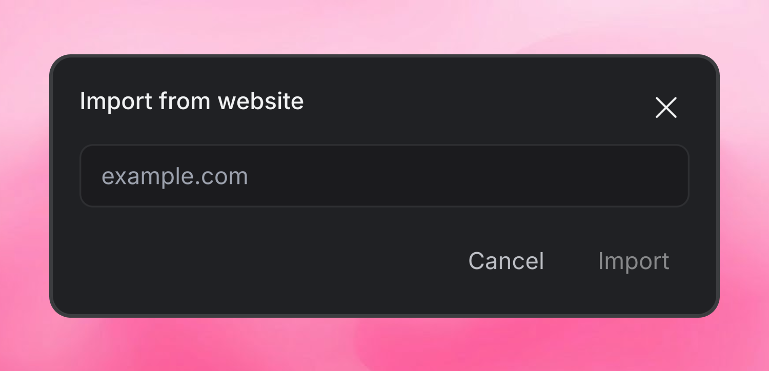 Importing a design system from a website URL in Stitch